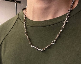 Barbed Wire Necklace, Choker Necklace, Street Wear Necklace, Trendy Necklace, Gothic Necklace, Punk Necklace Barbed Wire, Barbed Wire Choker