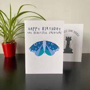 Moth Birthday Card Happy Birthday You Beautiful Creature Handmade A6 Recyclable image 3