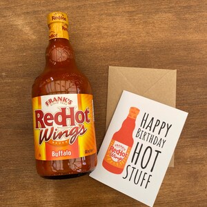 Franks Red Hot Sauce Card Buffalo Wing or Original Happy Birthday Hot Stuff Handmade A6 Recyclable image 8