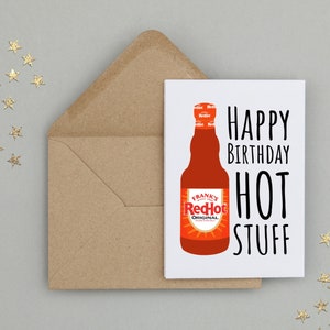 Franks Red Hot Sauce Card Buffalo Wing or Original Happy Birthday Hot Stuff Handmade A6 Recyclable image 5