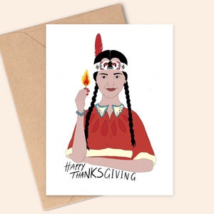 No confíes en los peregrinos - Tarjeta de Acción de Gracias de Wednesday Addams - Hecha a mano - A6 - Reciclable