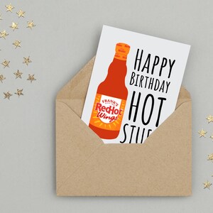 Franks Red Hot Sauce Card Buffalo Wing or Original Happy Birthday Hot Stuff Handmade A6 Recyclable image 4