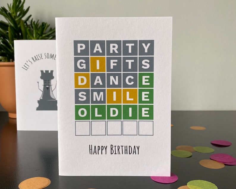 Carte d'anniversaire Wordle - carte d'anniversaire inspirée d'un puzzle de mots - faite main - imprimée sur une carte texturée mate - A6 - recyclable image 2
