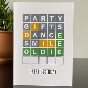 Carte d'anniversaire Wordle - carte d'anniversaire inspirée d'un puzzle de mots - faite main - imprimée sur une carte texturée mate - A6 - recyclable image 3