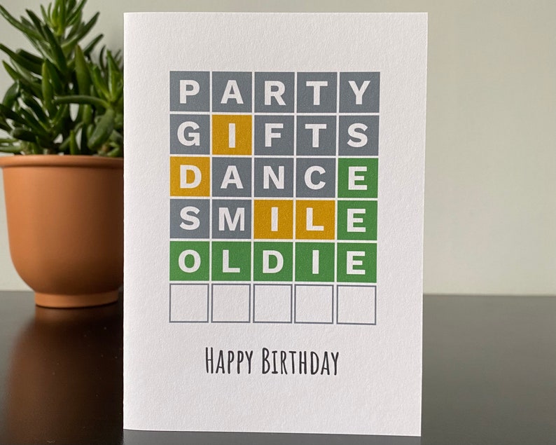 Carte d'anniversaire Wordle - carte d'anniversaire inspirée d'un puzzle de mots - faite main - imprimée sur une carte texturée mate - A6 - recyclable image 3