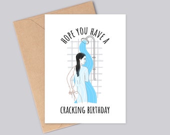 Hope You Have A Cracking Birthday - Hair Between Cheeks - Funny Naked Birthday Girl Greetings Card - Handmade - A6 Size - 100%  Recyclable