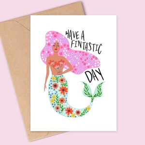 Have a Fintastic Day - Mermaid Pun - Perfekte Geburtstags-/Glückwunschkarte - A6 - Nachhaltige Karte - Mattes, strukturiertes Finish