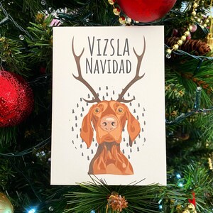 Hungarian Vizsla Christmas Card Vizsla Navidad Handmade A6 Recyclable image 5