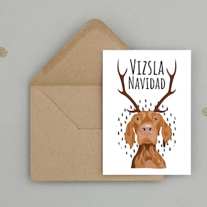 Hungarian Vizsla Christmas Card Vizsla Navidad Handmade A6 Recyclable image 2