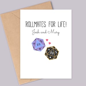 Herzlichen Glückwunsch zu Ihrer Verlobung/Hochzeit - Niedliche Dungeons and Dragons inspirierte Grußkarte - Personalisiert - Handgemacht - A6 - Recyclebar