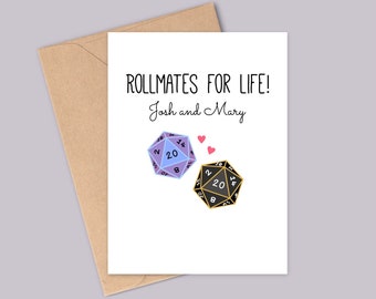Félicitations pour vos fiançailles/mariage - jolie carte de voeux inspirée de donjons et de dragons - personnalisée - faite main - A6 - recyclable