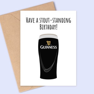 Guinness Geburtstagskarte - Have a stout-stehen Geburtstag - Handgemacht - A6 - Recyclebar