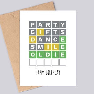 Wordle Birthday Card - Word Puzzle Inspired Birthday Card - Handmade - Printed on Textured Matt Card - A6 - Recyclable