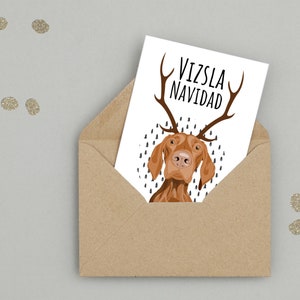 Hungarian Vizsla Christmas Card Vizsla Navidad Handmade A6 Recyclable image 3