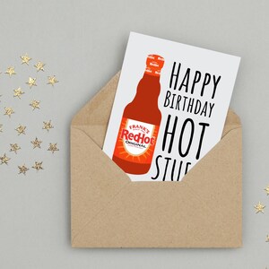 Franks Red Hot Sauce Card Buffalo Wing or Original Happy Birthday Hot Stuff Handmade A6 Recyclable image 6