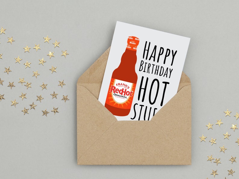 Franks Red Hot Sauce Card Buffalo Wing or Original Happy Birthday Hot Stuff Handmade A6 Recyclable image 6