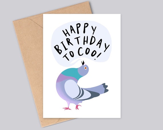 Happy Birthday to Coo Funky Pigeon Birthday Card Handmade A6 Recyclable Matte Textured Finish Etsy