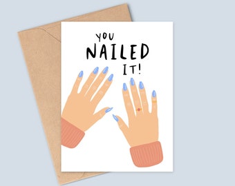 You Nailed It! - Manicured Nails Congratulations Card - Custom Nail Polish - Custom Skin Colour- Handmade - A6 - Recyclable