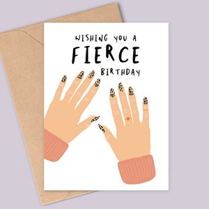Te deseo un cumpleaños espectacular - Tarjeta de cumpleaños con uñas cuidadas - Esmalte de uñas personalizado - Color de piel personalizado - Hecho a mano - A6 - Reciclable