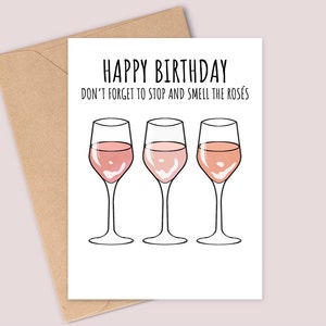 Une bonne odeur de rosé - Carte d'anniversaire effrontée sur le thème du vin - Carte 300 g de qualité supérieure - A6 - Recyclable
