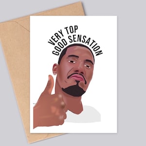 Very Top Good Sensation - William Saliba - Arsenal Football Club - Funny Meme Parabéns / Cartão de aniversário - Feito à mão - A6 - Reciclável