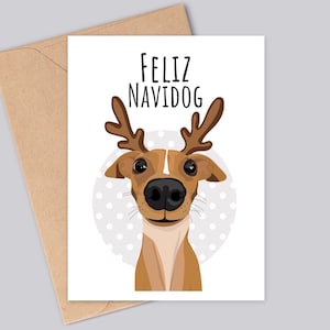 Angepasstes italienisches Windspiel Weihnachtskarte - Hat jemand Kuchen gesagt? - Verschiedene Hundemanteloptionen verfügbar - Nachhaltiges Papier - A6