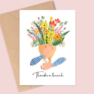 Tarjeta de agradecimiento - Hermoso ramo de flores de agradecimiento - Tarjeta de agradecimiento - Hecha a mano - A6 - Reciclable