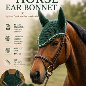 Haakpatroon voor een paardenorenmuts (PDF), eenvoudig patroon voor een vliegenmuts, gehaakte paardenmuts, Engelstalige handleiding, direct te downloaden, beginnersvriendelijk.