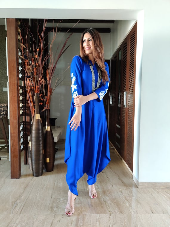 Royal Blue Embroidery Jumpsuit perfect 