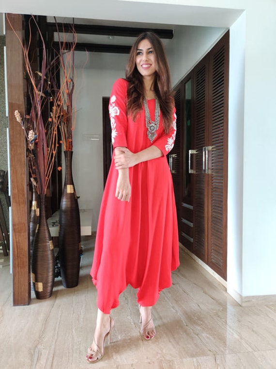 Red Embroidery Jumpsuit Perfect Outfit 