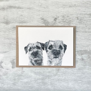 Border Terrier Fine Art Karte. Border Terrier Blanko Grußkarte. Hundekunst Karte.