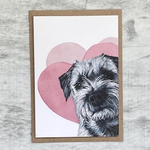 Border Terrier Liebeskarte. Love you Mum Border Terrier-Karte. Mutter-Tageshundekunstkarte. Border Terrier Kunstkarte