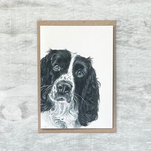Cocker Spaniel avvolgente Fine Art card. Spaniel biglietto di auguri vuoto. Biglietto d'arte con cane. Disegno di Spaniel