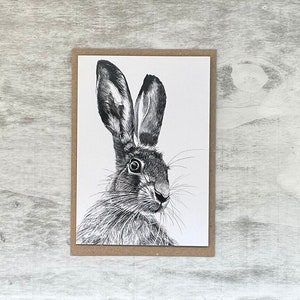 Biglietto d'auguri di lepre primaverile / Biglietto di animali selvatici di lepre / Biglietto di lepre / Biglietto di auguri di lepre / Biglietto della fauna selvatica / Biglietto di Pasqua vuoto/Biglietto di Pasqua