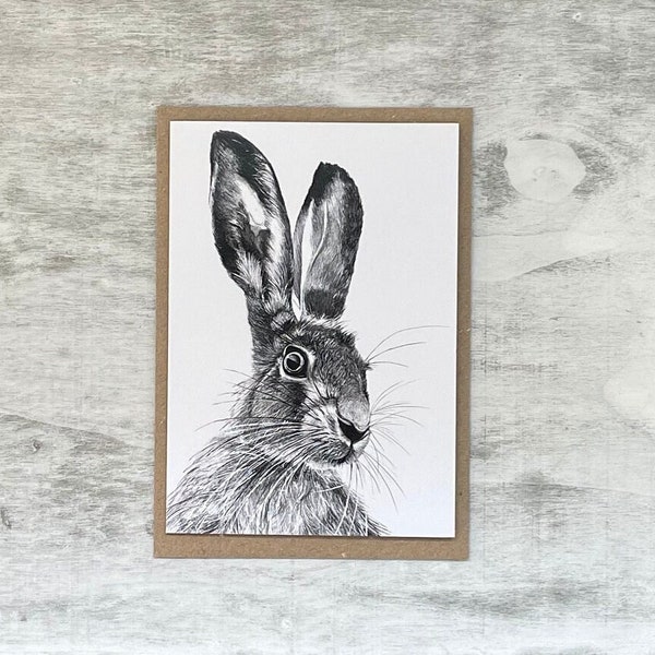 Spring Hare Greeting card /Hare Wild Animal Card / Hare Card / Hare Greetings Card / Wildlife Card / Blank Easter Card/Easter Card