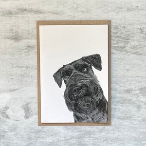 Dwergschnauzer Fine Art-kaartontwerp, hondenwenskaart, hondencadeaubon