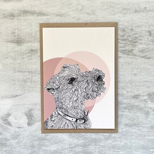 Lakeland Terrier Blanco Fine Art-kaartontwerp, Lakeland Terrier-hondwenskaart, hondencadeaukaart, Terriër