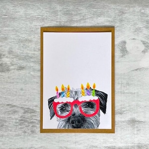 Border Terrier Birthday Card, Dog Art Card