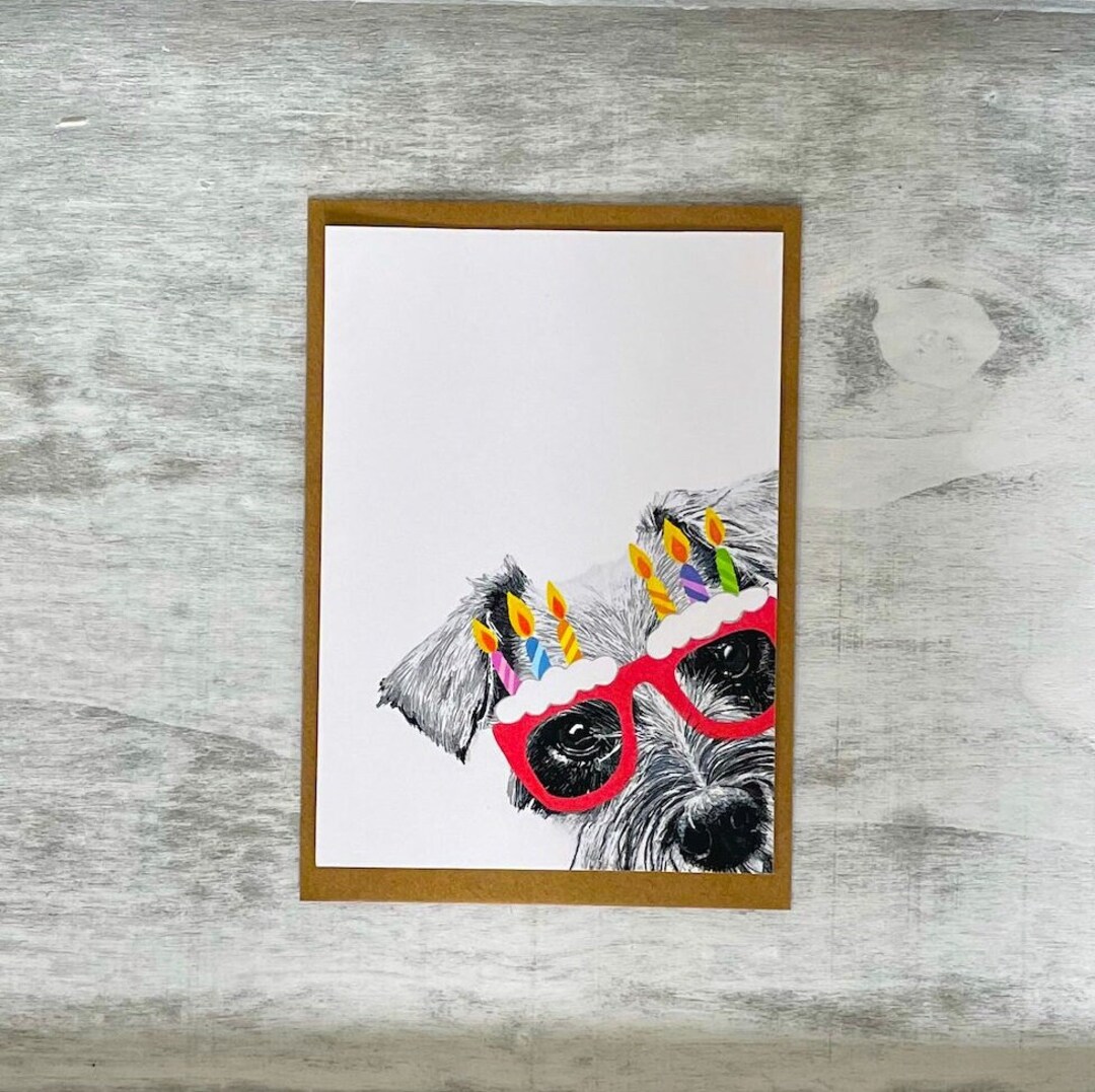 Carte De Vœux Schnauzer Colorée – 12,7 X 17,8 Cm Et Intérieur