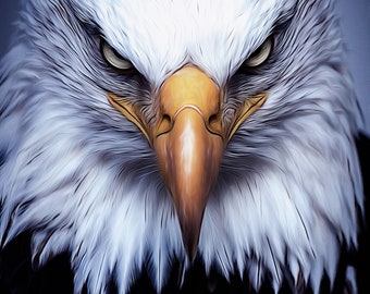 Eagle. Counted cross stitch pattern, instant download PDF. Anchor 54 colours. Head of an eagle. Hand embroidery, needlepoint diagram.