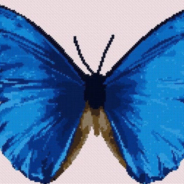 blue butterfly. cross stitch patterns. Anchor, 11 colours. Instant Download PDF pattern. hand embroidery. Counted cross stitch pattern