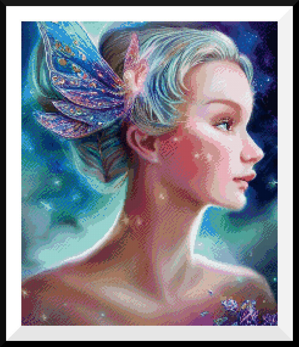 Starlight Fairy. Counted PDF cross stitch pattern. Anchor 71 colours. Hand embroidery, needlepoint diagram. Possible conversion to DMC floss