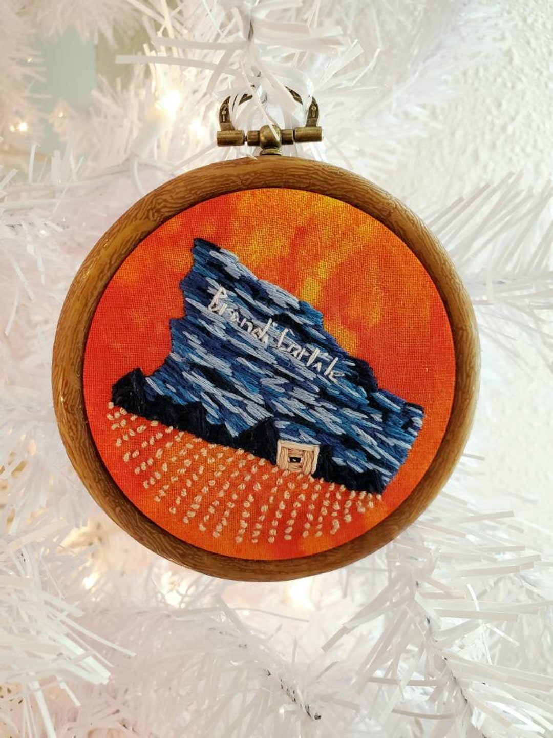 Blue Red Rocks Embroidery Ornament Keepsake - Etsy