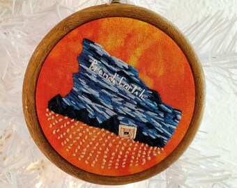 Blue Red Rocks embroidery ornament keepsake