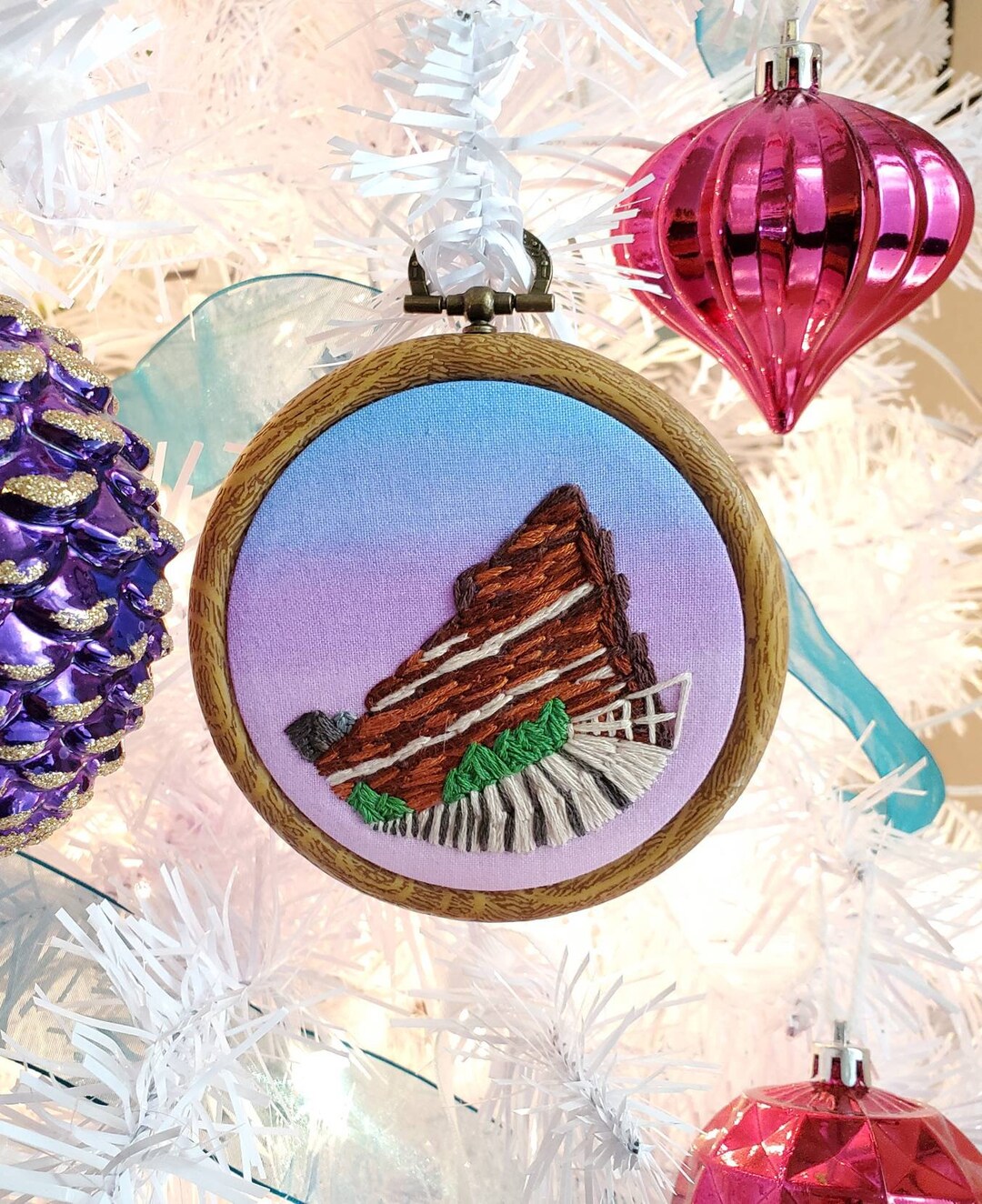 Sunset at Red Rocks Embroidery Ornament Keepsake Style 1 - Etsy