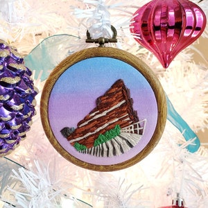 Sunset at Red Rocks embroidery ornament keepsake style 1