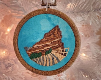 Red Rocks embroidery ornament keepsake