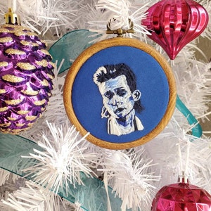 Blue Brandi Carlile embroidered portrait