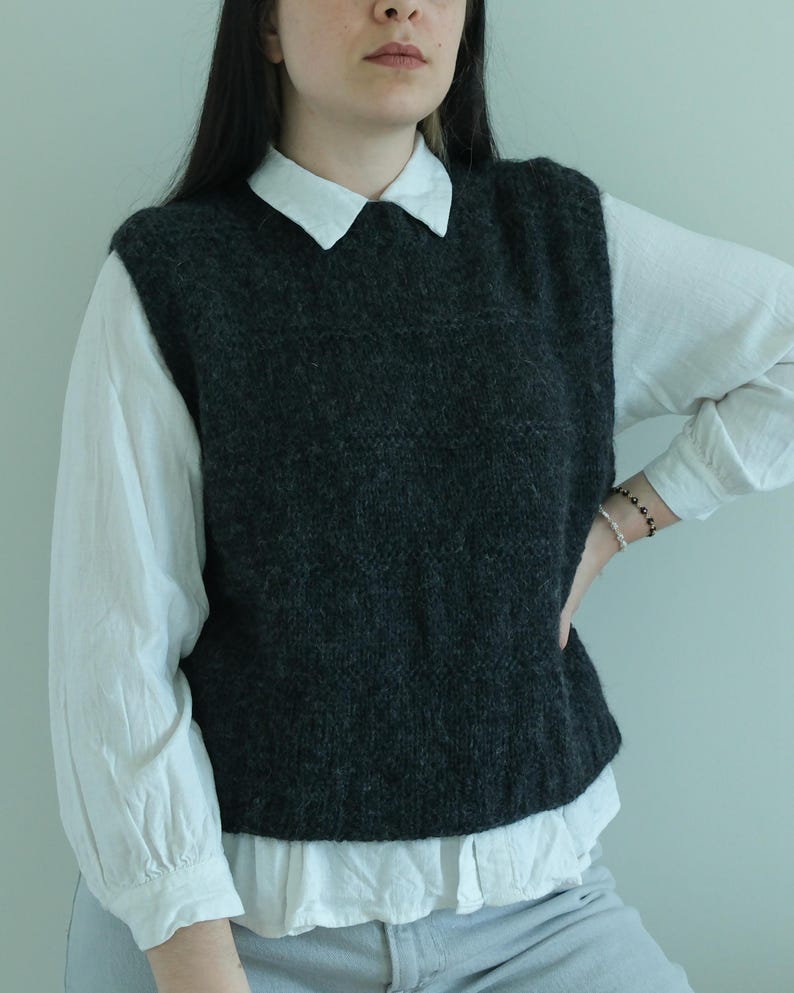Solid Textured Buttoned Oversized Sweater Vest main image 0