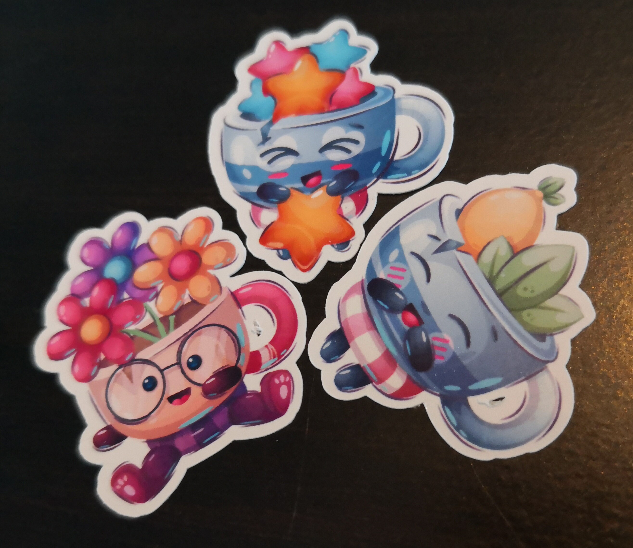 Cute cups bundle 3pcs. High quality glossy waterproof paper Etsy